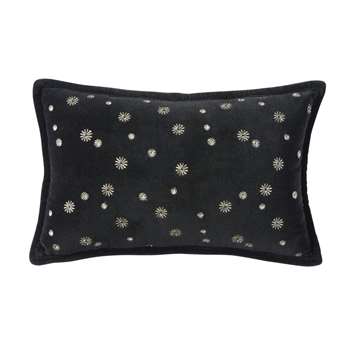 ENGUERRAND Black Velvet Cushion with Gold Print (H25 x W40 x D10cm)