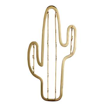 ETHNIC MARKET Gold Metal Cactus Wall-Mount Jewellery Stand (40 x 22cm)