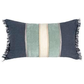 ETTERBECK - Blue and Gold Cotton Cushion Cover (H30 x W50cm)