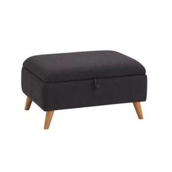 Evie Plain Charcoal Fabric Storage Footstool (H42 x W84 x D63cm)