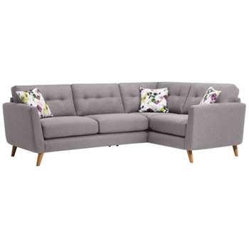 Evie Silver Fabric Corner Sofa Left Hand (H90 x W248 x D174cm)