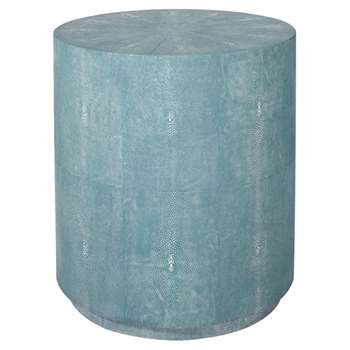 Faux Shagreen Drum Table - Azure (45 x 40cm)
