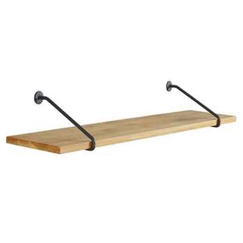 Felix Industrial Shelf - Solid oak and steel (W100 x D20cm)
