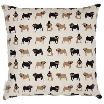 Fenella Smith Pug Linen Cushion (45 x 45cm)