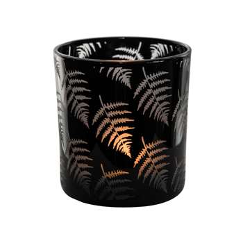 Fern Black Glass Votive 8 x 7.5cm