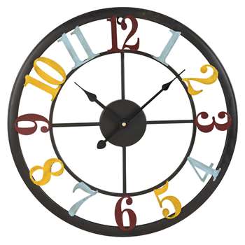 FERNAND Multi-Coloured Metal Clock (Diameter 46cm)