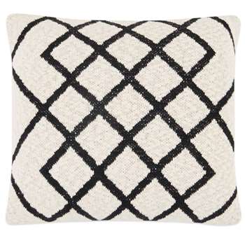 Fes Textured Cotton Cushion, Off White & Black (H45 x W45cm)