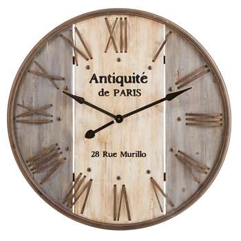 VALERIANE Fir and Metal Clock (92 x 92cm)