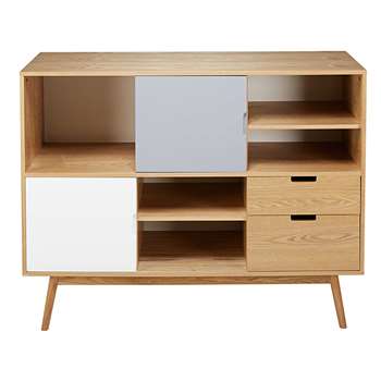 FJORD Vintage Tricoloured 2-door 2-drawer Bookcase (100 x 130cm)