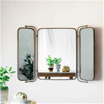 Folding Industrial Wall Mirror (H86.5 x W124.5 x D2.5cm)