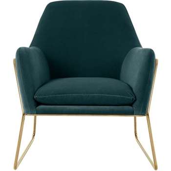 Frame Armchair, Petrol Cotton Velvet with Bright Gold Frame (H84 x W77 x D88cm)