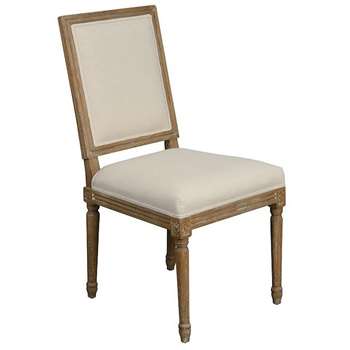 French Limed Oak Square Back Dining Chair (96 x 46cm)