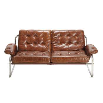 GARY 2 seater leather vintage sofa in brown (70 x 160cm)