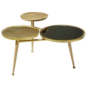 GATSBY Mango wood and gold metal coffee table (52 x 84cm)