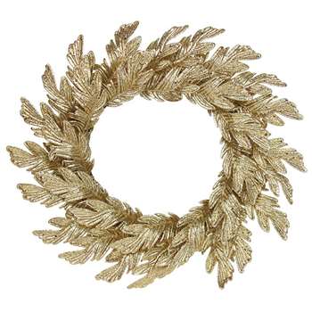 Gisela Graham - Gold Glittered Oak Leaf Wreath (H50 x W50cm)