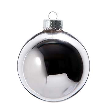 GLACIER Shiny Silver Tinted Glass Christmas Bauble, Set of 12 (H7 x W7cm)
