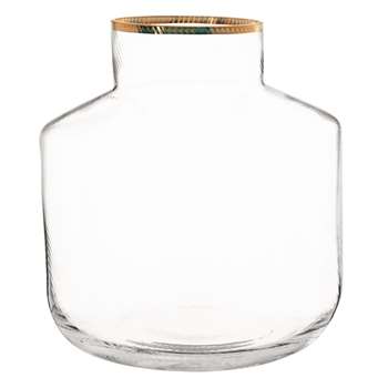 Glass Vase with Gold Edging (H20 x W18.5 x D18.5cm)