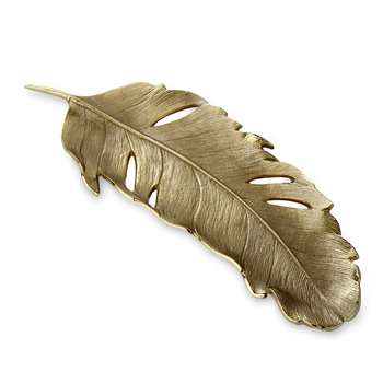 Gold Metal Feather Trinket Tray (3 x 43cm)