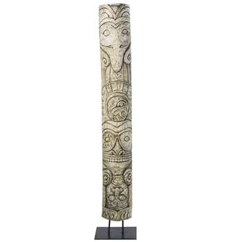 GOMERA Black Metal and Carved Teak Totem Ornament (H168 x W33 x D33cm)