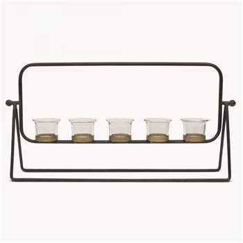 Granville Large Iron T Light Holder (H25 x W50.5 x D10cm)