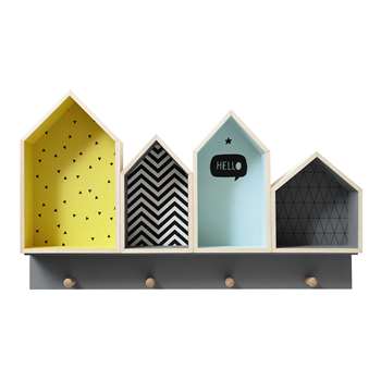 GRAPHIKIDS 4 wooden shelves + coat rack