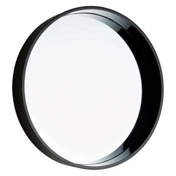 Habitat Aimee Black High Gloss Round Wall Mirror (Diameter 41cm)