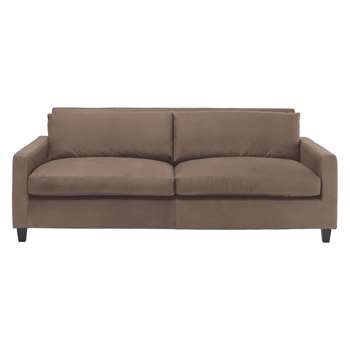Habitat Chester Light Brown Luxury Leather 3 Seater Sofa, Dark Stained Feet (H79 x W200 x D85cm)