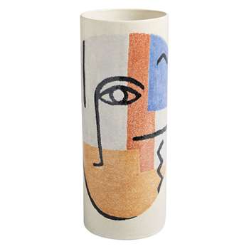 Habitat Faces Multi-Coloured Patterned Large Cylinder Vase