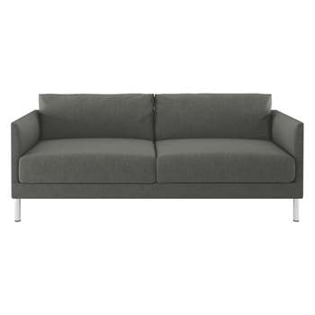Habitat Hyde Charcoal Fabric 3 Seater Sofa, Metal Legs (72 x 190cm)