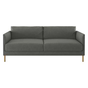 Habitat Hyde Charcoal Fabric 3 Seater Sofa, Wooden Legs (72 x 190cm)
