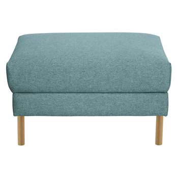 Habitat Hyde Teal Blue Fabric Storage Footstool, Wooden Legs (42 x 70cm)