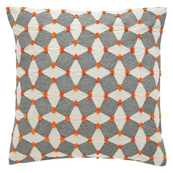 Habitat Irina Black And Orange Embroidered Cushion (H45 x W45cm)
