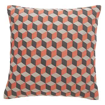 Habitat Mura Pink And Grey Geometric Woven Cushion (45 x 45cm)