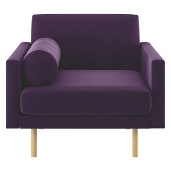 Habitat Spencer Purple Velvet Armchair, Oak Legs (81 x 94cm)