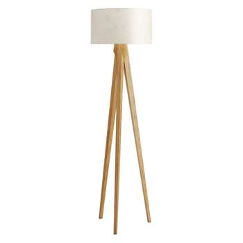 Habitat Tripod Ash Wooden Tripod Floor Lamp With White Shade