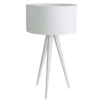 Habitat Yves White Table Lamp with White Silk Shade (H65 x W35 x D35cm)