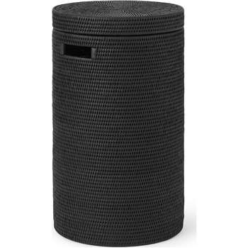 Hadid Hand Woven Rattan Laundry Basket, Black (H60 x W35 x D35cm)