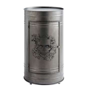 HARLEM - Black Metal Drum Bedside Table (H71 x W40 x D40cm)