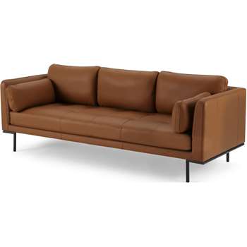 Harlow 3 Seater Sofa, Denver Tan Leather (H83 x W227 x D89cm)
