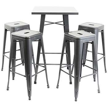 Hartleys Gunmetal Bistro Table & Stool Set (100 x 60cm)
