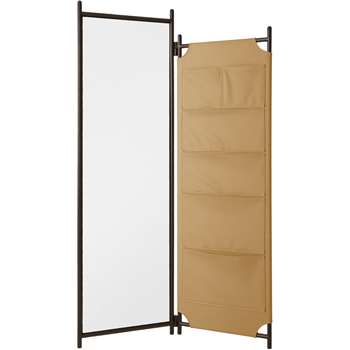 Harun Leather Valet Wardrobe With Mirror (H180 x W108 x D28cm)