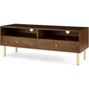 Hedra TV Stand, Mango wood and Brass (H52 x W134 x D45cm)
