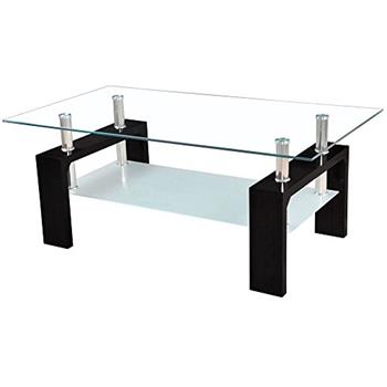 Home Discount Elise Rectangular Glass Coffee Table, Black