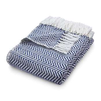 Hug Rug - Herringbone 100% Recycled Throw - Navy (H130 x W180cm)