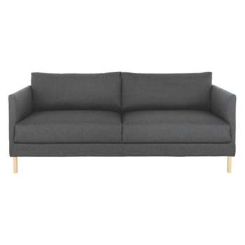 Hyde Charcoal herringbone twill 3 seater sofa, wooden leg