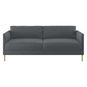 Hyde Grey textured woven fabric 2 seater sofa, wooden leg
