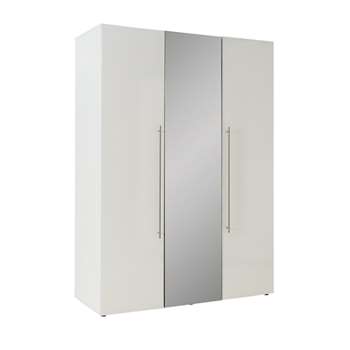 Hygena Atlas 3 Door Mirrored Gloss Wardrobe - White 213 x 150cm