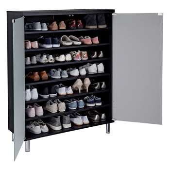 Hygena Milan Frosted Glass Door Shoe Storage Cabinet - Black 114.5 x 91.5cm