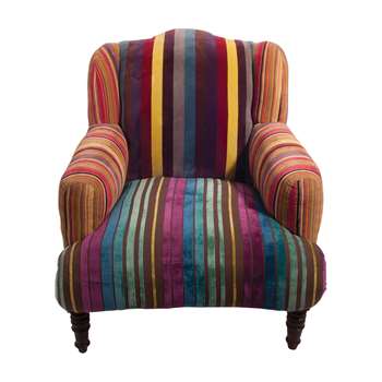 Ian Snow - Multi Stripe Velvet Armchair (H86 x W76 x D73cm)