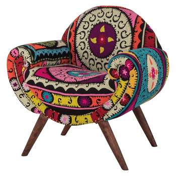 Ian Snow - Neon Aztec Embroidered Armchair (H96 x W91 x D71cm)